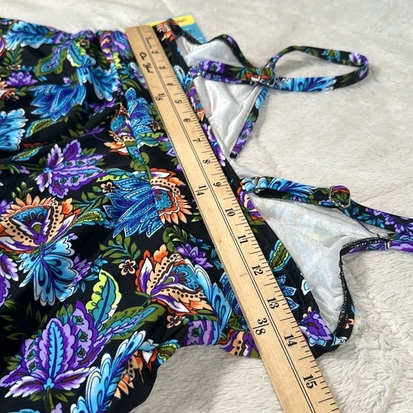 Swim Solutions Tankini Top Swimsuit size 10 Boho Paisley V Neck Underwire NEW - Picture 9 of 16